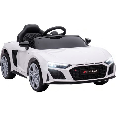 AIYAPLAY coche eléctrico niños Audi R8 Spyder batería litio 12V con mando a distancia 2,4 G 2 motores arranque suave suspensión trasera música blanco (1/5)