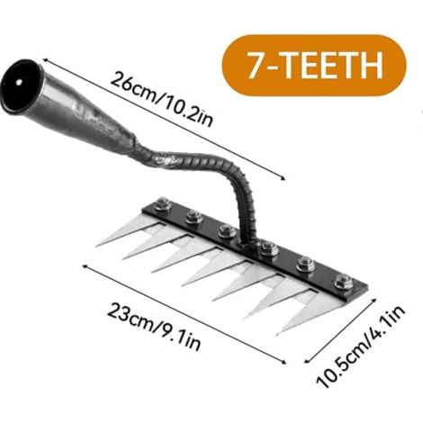 Rastrello da giardino a 7 denti in acciaio al carbonio per diserbo - Attrezzo manuale per la coltivazione delle stoppie e il giardinaggio ALTRO (1/3)