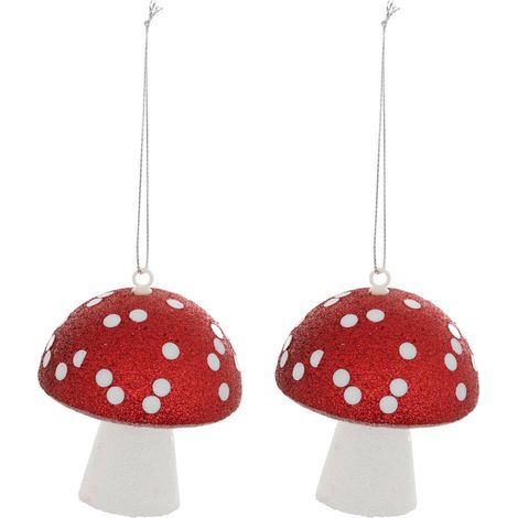 Set di 2 funghi in polistirolo h.9cm rossi e bianchi - Feeric lights & christmas