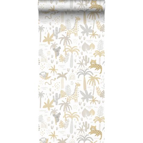 papier peint animaux de la jungle jaune ocre, gris et beige - Sanders & Sanders (1/5)