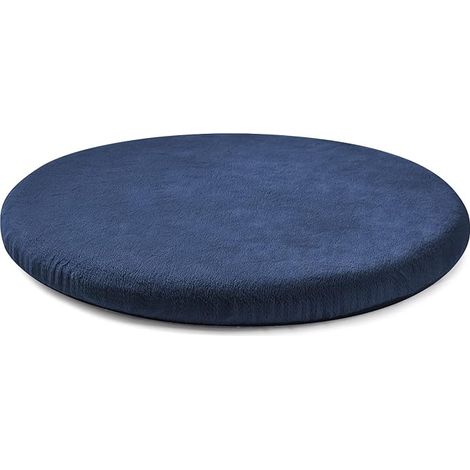 Coussin de Chaise Rond en Mousse à Mémoire de Forme, Assise pour Tabouret de Bar, Housse Amovible, Tapis de Siège avec Dos Anti-Dérapant en Caoutchouc, Coussin de Table de Cuisine, 33 cm, Bleu Marine (1/5)