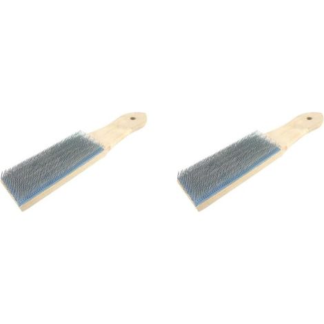 Lot de 2 - Brosse De Lime - Fil D&39acier - Nettoyage Des Dents Fines - Manche En Bois Confortable - Pour Atelier Et Bricolage - Naturel - 21x4,2cm (1/5)