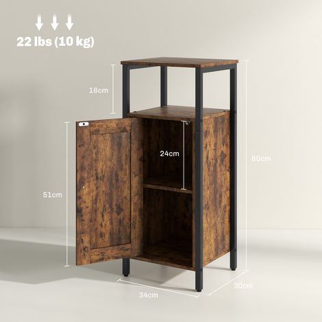 Table d'appoint en bois, table basse style industriel, table de café avec étagère réglable, pour salon ou chambre, 34 x 30 x 80 cm, brun rustique (1/5)
