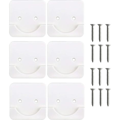 HEALLILY Lot de 6 supports adhésifs robustes pour barre de douche, en ABS, fixations murales blanches (1/5)