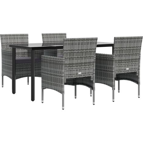Juego de comedor de jardín muebles de exterior y cojines 5 piezas gris/negro 020014188 (1/5)
