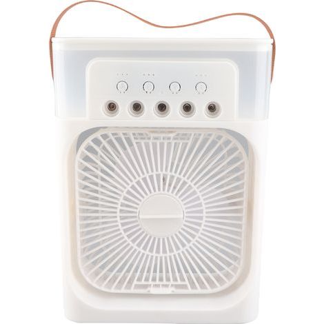Ortviai Ventilateur Rafraîchissant et Humidificateur de Bureau – 600 ml, 3 vitesses, 3 niveaux de brumisation, lumière LED multicolore, minuterie