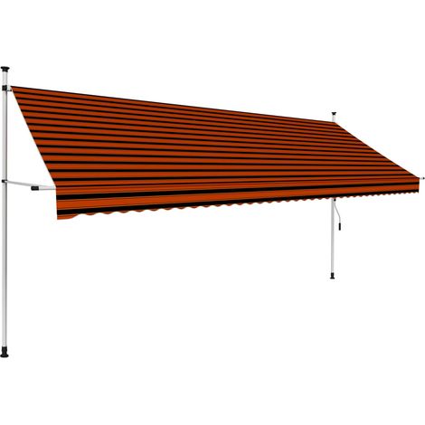 Auvent manuel rétractable Store banne Marquise 400 cm Orange et marron NDTN5054098 (1/5)
