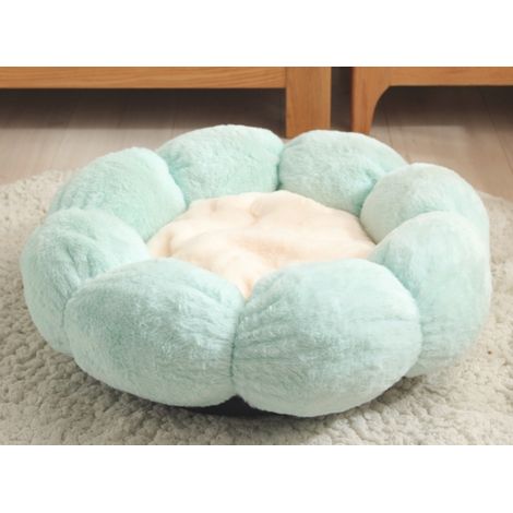 Nid de fleurs pour animaux, protection du cou du chat, nid en peluche, tapis pour chat, nid rond universel pour chien, nid pour chat, lit pour chat, 40cm vert clair, rose clair (1/2)