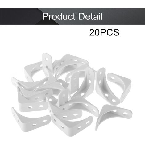 Lot 20 équerres angle plastique nylon blanc L 3,9x3,9x1,6cm, Support 4 trous (1/5)