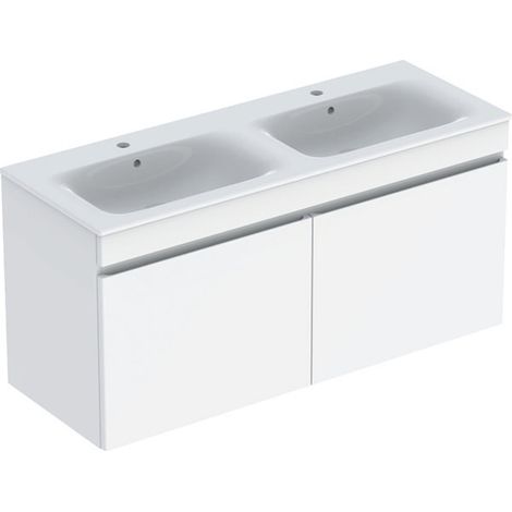 Pack lavabo slim 130 cm + meuble Geberit Renova Plan 1T 1T à l'angl. Blanc br. - GEBERIT 501.918.01.1