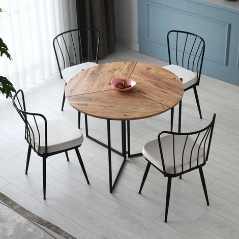 Table salle à manger pliante effet pin Ø100 cm JENA