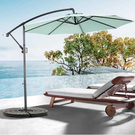 Sombrilla jardín voladiza inclinable acero 10FT OKMYHOME (1/4)