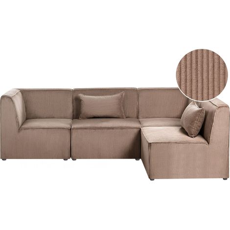 Modular Left Corner 4 Seater Sofa Sand Beige Corduroy 4 Seater Sectional Sofa Modern Design LEMVIG