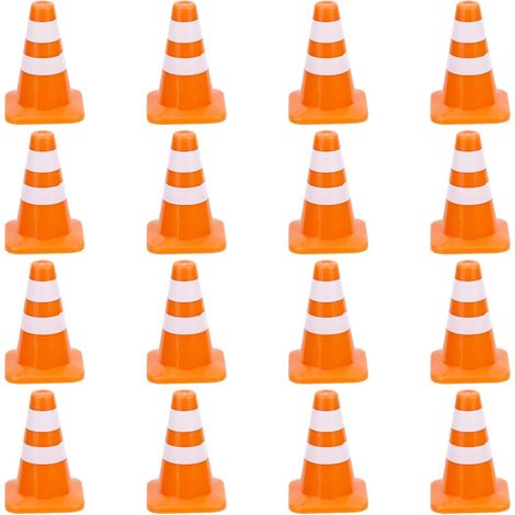 16pcs Mini Cônes Signalisation, Petits Cônes de Sécurité 3,5cm Mini Panneaux d'Avertissement Panneaux Sécurité Routière Barricades pour Scènes de Rue Miniatures (1/5)