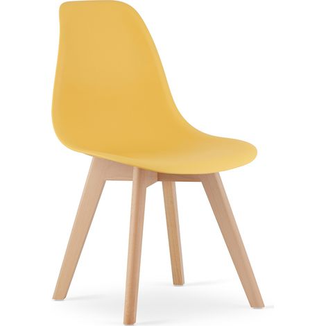 Sedia di design Kito senape con gambe in legno di faggio (1/5)