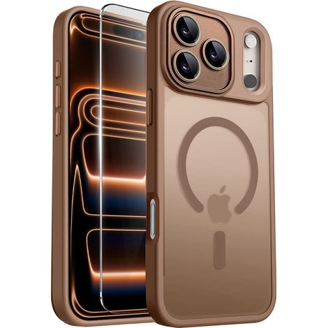 Set di custodie per iPhone 17 Pro Max, per MagSafe, custodia erbord opaca, titanio deserto + pellicola protettiva in vetro (1/5)