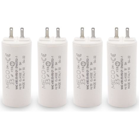 Store Menuiserie – Lot de 4 condensateurs 3,5 uF – Tension 400 V AC – Longueur 60 mm avec cosses – Durée de vie 10 000 heures pour moteurs de volets roulants (1/5)