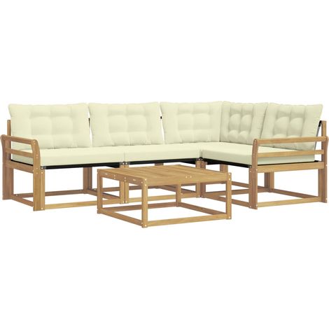 Set di divani da esterno 5 pcs Bianco e Crema 79 x 79 x 37 cm vidaXL