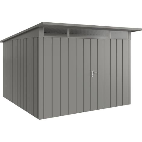 Hörmann Metall-Gerätehaus "Juno" mit Pultdach, JPD14 - Modern, 310 x 310 cm (B x T), graualuminium, 2-flüglige Tür (1/5)
