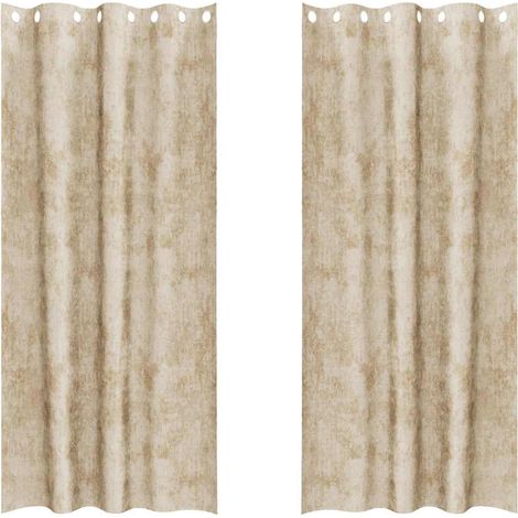 Rideau avec des rideaux 2 pcs Crème 260 x 140 cm Velours CFW51414 (1/5)