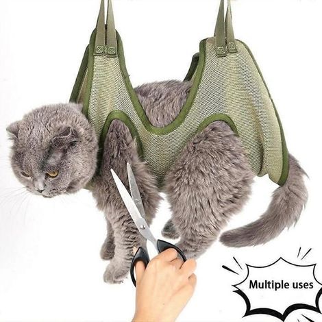 Coupe-griffes pour chat - STCPA - Sac fixe anti-griffures - Tissu respirant - Toilettage facile (1/2)