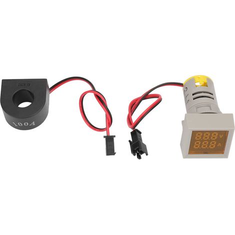 Voltmètre Ampèremètre Numérique LED Jaune - Mesure Double Tension Courant (1/5)
