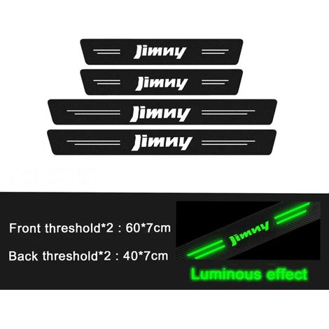 (4 pièces) Autocollants pour voiture Suzuki Jimny,emblème,imitation fibre de carbone lumineuse,pour seuil de porte de coffre arrière,protection contre les rayures et les éraflures (1/3)