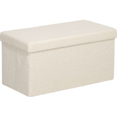 Panca contenitore pieghevole effetto velluto 76 x 38 x 38 cm crema MODENUIT (1/5)