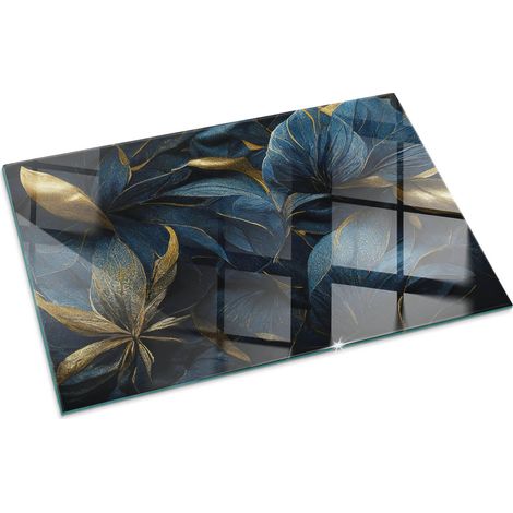 Base décorative Plaque Rectangulaire de protection avec impression sous cheminée pour salon Feuilles élégantes en relief 100x70 cm (1/5)
