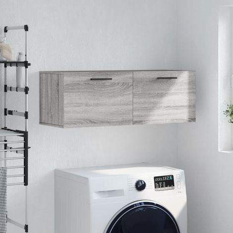 Armoire murale, Placard de Rangement Toilettes, Meuble Haut de Salle de Bain sogris 100x36,5x35 cm bois d'ingénierie LKOWF70563 (1/5)