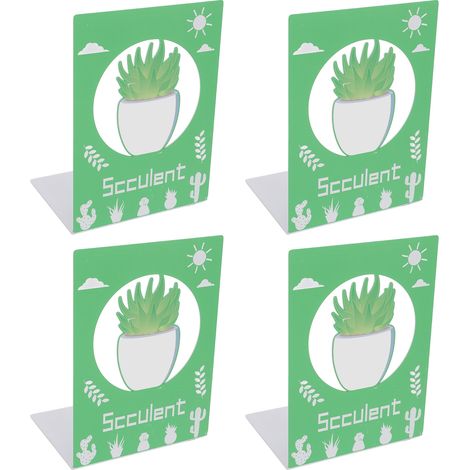 Quatre serre-livres en métal, antidérapants, raffinés et élégants, au design unique, serre-livres décoratifs portables, serre-livres de bureau, adaptés pour maintenir des plantes grasses. (1/5)
