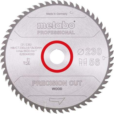 Metabo Sägeblatt precision cut wood - professional 230x2,6/1,8x30, Z56, Spanwinkel 15°, Wechselzahn (1/3)