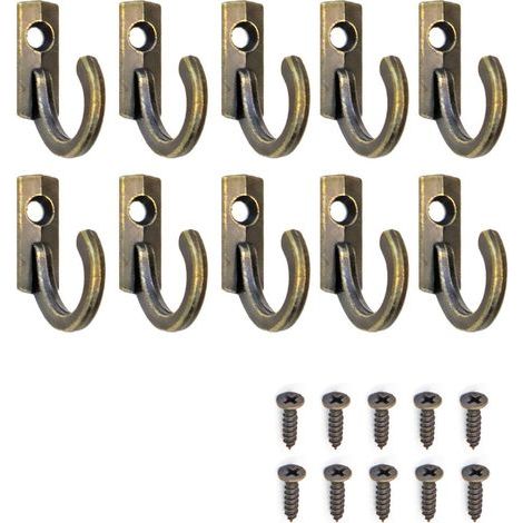 Lot de 10 crochets à images en bronze antique design mural en laiton vintage rétro avec vis (1/3)