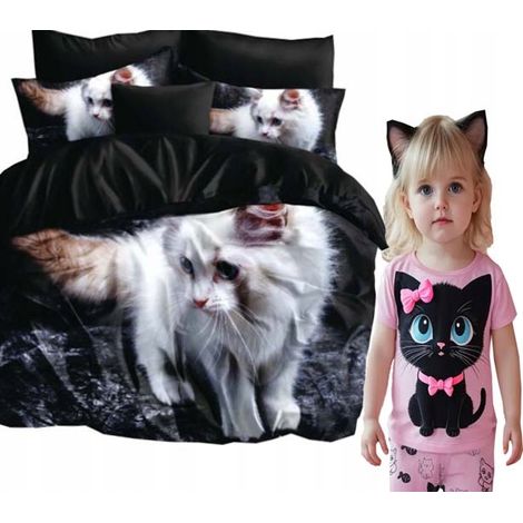 Juego de ropa de cama de 160x200 cm + 2 fundas de almohada con estampado 3D de gatitos reales. (1/5)