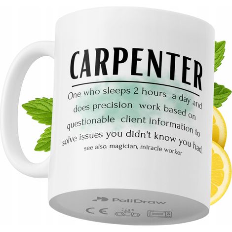 Tazza divertente e umoristica per falegname, ideale per caffè e tè, con grafica e testo divertenti. Perfetta per compleanni, onomastici e festività. Tazza premium per occasioni speciali, per casa, uff (1/5)