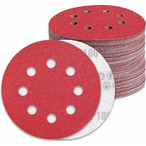 125mm Sanding Disc 180 Grit Sandpaper 50pcs Sanding Disc for Random Orbital Sander 8 Holes (1/5)