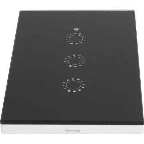 Interrupteur LED Intelligent WiFi 3 Voies - Écran Tactile en Verre, Contrôle par Application et Télécommande - Noir (2031002) (1/5)