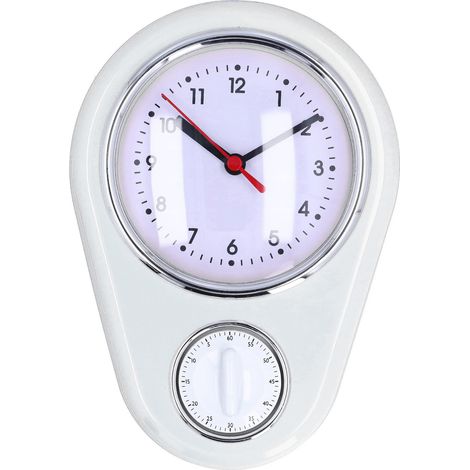 Horloge Murale Cuisine Minuteur Quartz Silencieux 9 Pouces Blanc Design Moderne Précis Facile à Utiliser pour Maison (1/5)