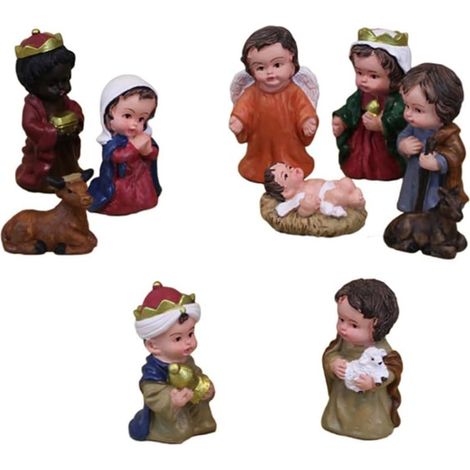 Ensemble de Figurines Religieuses en Résine pour Décoration Intérieure et D'église, Finition Soignée Ange, Saint Garçon et Filles et Roi, Décor Spécial pour Noël (1/5)
