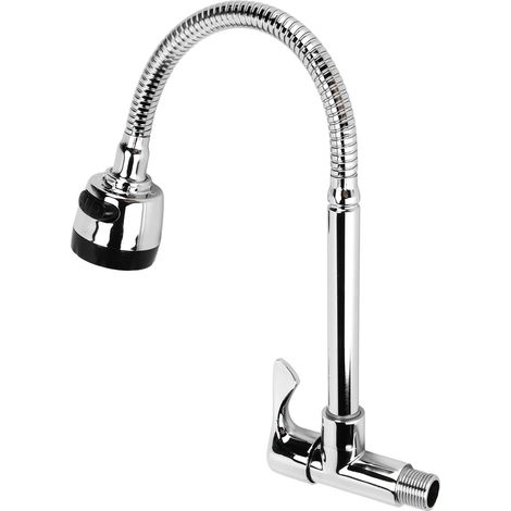 Robinet d'évier de cuisine pivotant à 360°, réglage du débit d'eau facile, installation simple, résistant à la rouille, douchette extractible, en cuivre, universel (1/5)