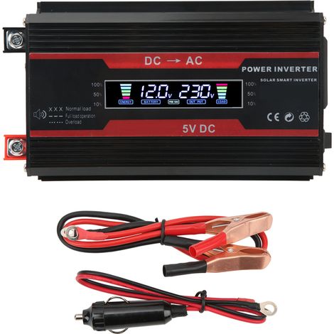 Ortviai Onduleur Modifié 300 W avec Affichage Numérique Couleur, 12 V vers 110 V, 2 USB 4,2 A, Noir (1/5)