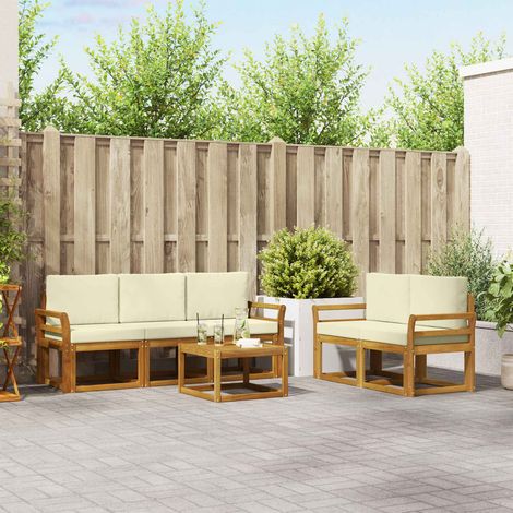 Outdoor-Sofagarnitur mit Kissen 6 pcs Natur und Creme