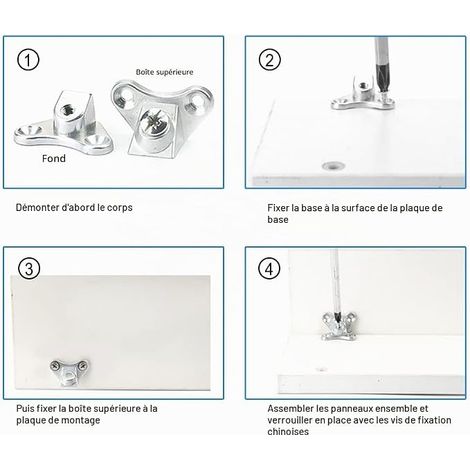 Removable Mounting Bracket - Butterfly Stirrup Connector, Corner Bracket for Wood, Veneer Screws Silver (1/4)