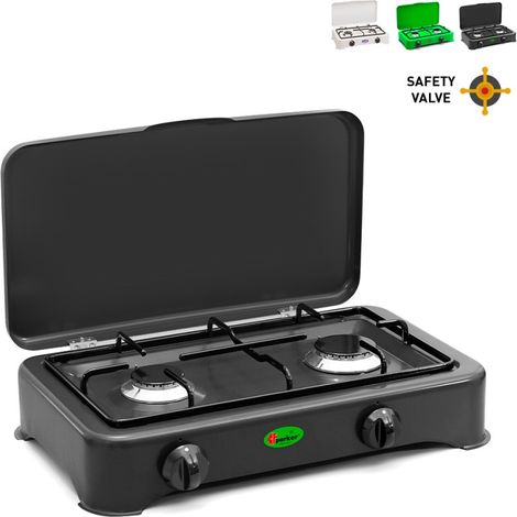 CFParker Fornello a Gas 2 Fuochi Gpl / Metano Sport Grafite con Valvola di Sicurezza mod. 5326GSPGPS - Fonte di alimentazione: Metano (1/5)