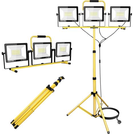 1 Projecteur LED Trépied 300W 30000LM Étanche IP66 Réglable 360° Aluminium pour Chantier Jardin Garage (1/5)