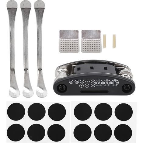 Kit de réparation de pneus de vélo 21 pièces, outil de réparation de crevaison 16 en 1, outil multifonction (1/5)