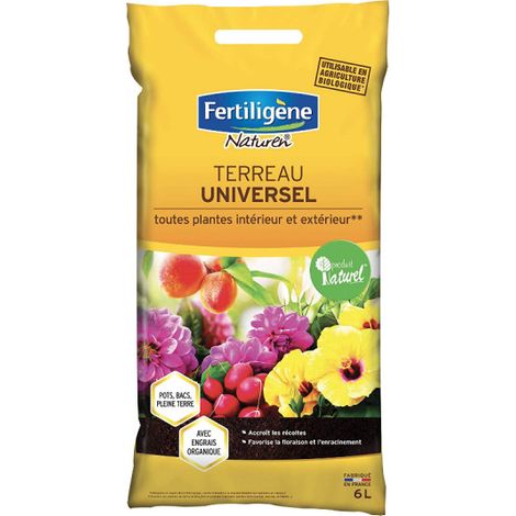Terreau Universel 6 Litres Pour Plantes Intérieur Et Extérieur - Fertiligène (1/3)