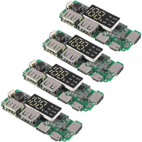Set aus 4 Lademodulen für 18650 Lithium-Batterien mit zwei 5V 2,4A USB-Anschlüssen und zwei USB-Anschlüssen. (1/5)