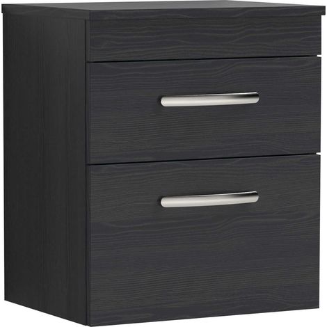 Nuie Athena Wall Hung 2-Drawer Vanity Unit and Worktop 500mm Wide - Charcoal Black (1/5)
