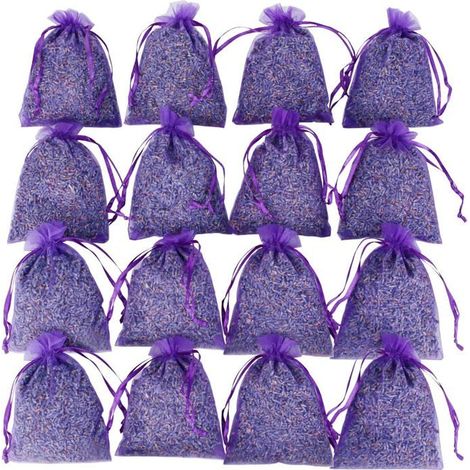 Sachets de Lavande Séchée - PNUATICM - Lot de 16 - Parfum Violette - Artisanaux - Idéal pour Maison (1/2)